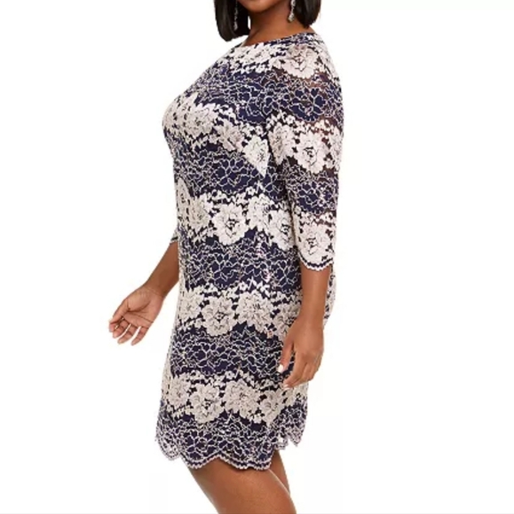 JESSICA HOWARDPlus Size Sequined Lace Shift Dress size 16 w - Picture 4 of 6